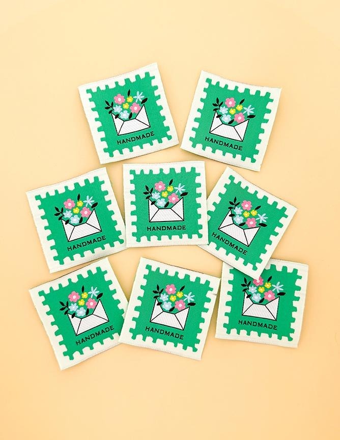 Bloom Note Woven Labels in Green  | Minki Kim