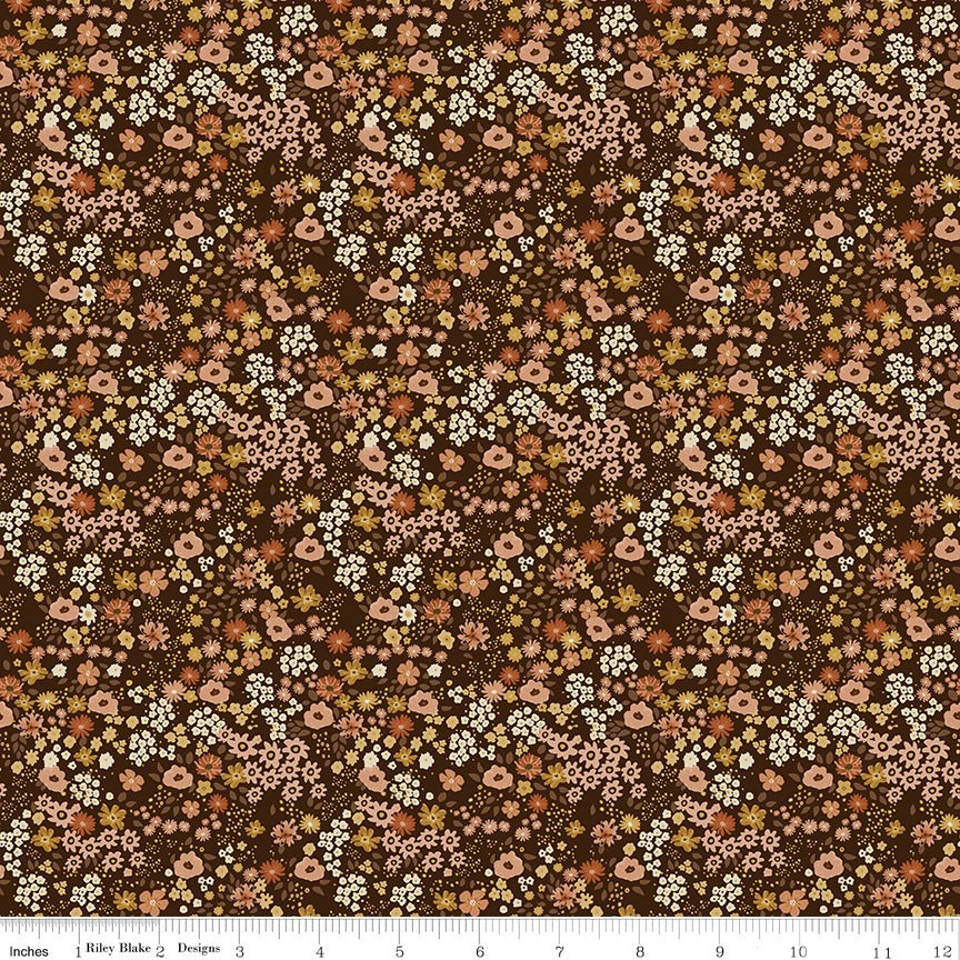 Flower Garden in Coffee | Worth Repeating | Riley Blake Designs | C18262-COFFEE