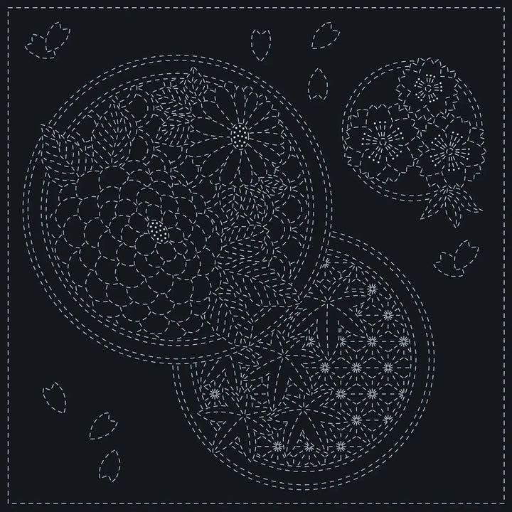 Sashiko Cloth Seasons in Navy | QH Textiles
