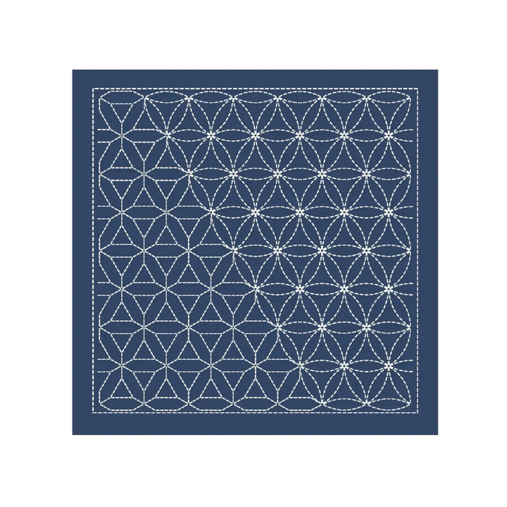 Sashiko Sampler Traditional Design Hana-guruma Navy