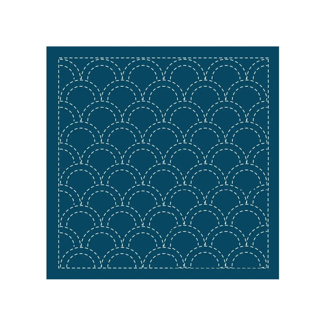 Sashiko sampler Traditional Design Seikaiha Navy