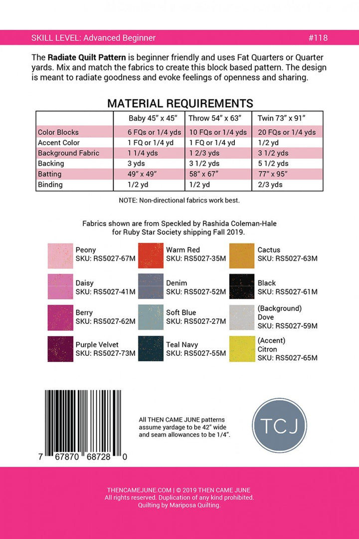 Radiate Quilt Pattern | Then Came June